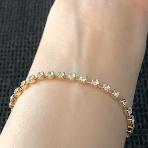 San Tropez Rhinestone Tennis Bracelet 14KGP 8”